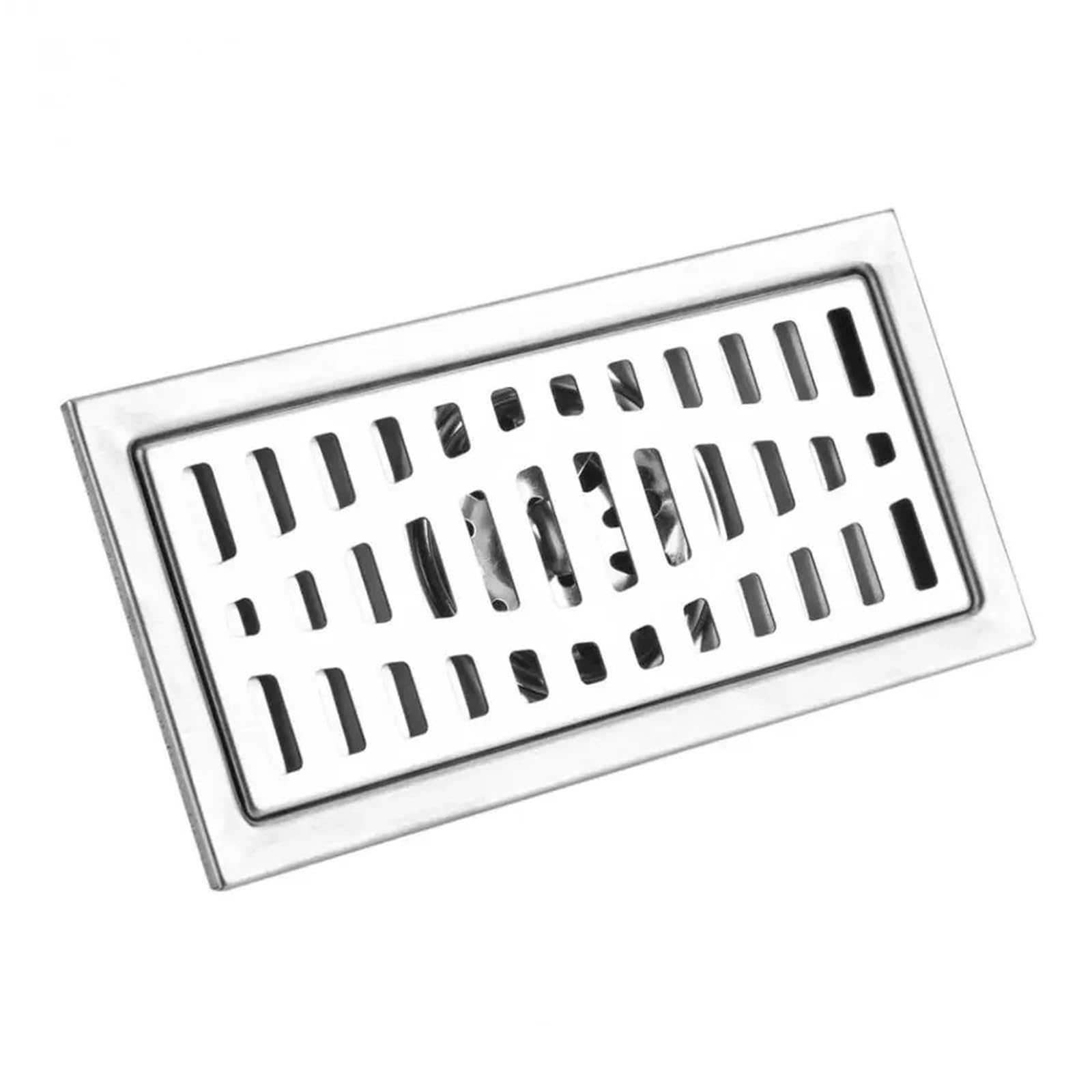 Gulley Grid 20x10cm Rectangle Long Floor Drainer Stainless Steel Tile Insert Drain Bathroom Shower Kitchen Waste Grate Strainer
