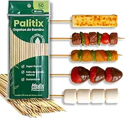 50 Espeto Palito Bambu 18cm Churrasco Doce Buffet Artesanato Natural