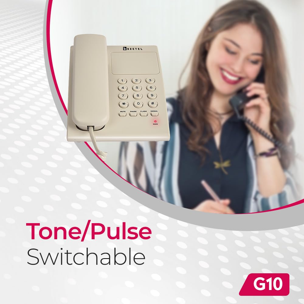 Beetel G10 Newly Launched,Expandable Cordless Landline Phone, Ringer LED Indication, Desk and Wall Mountable, 3 Step Ringer Volume Control, Tone/Puls/Flash/Pause/Redial, TEC Certified (G10 Warm Grey) 28 61SsmTC6NUL. SL1000