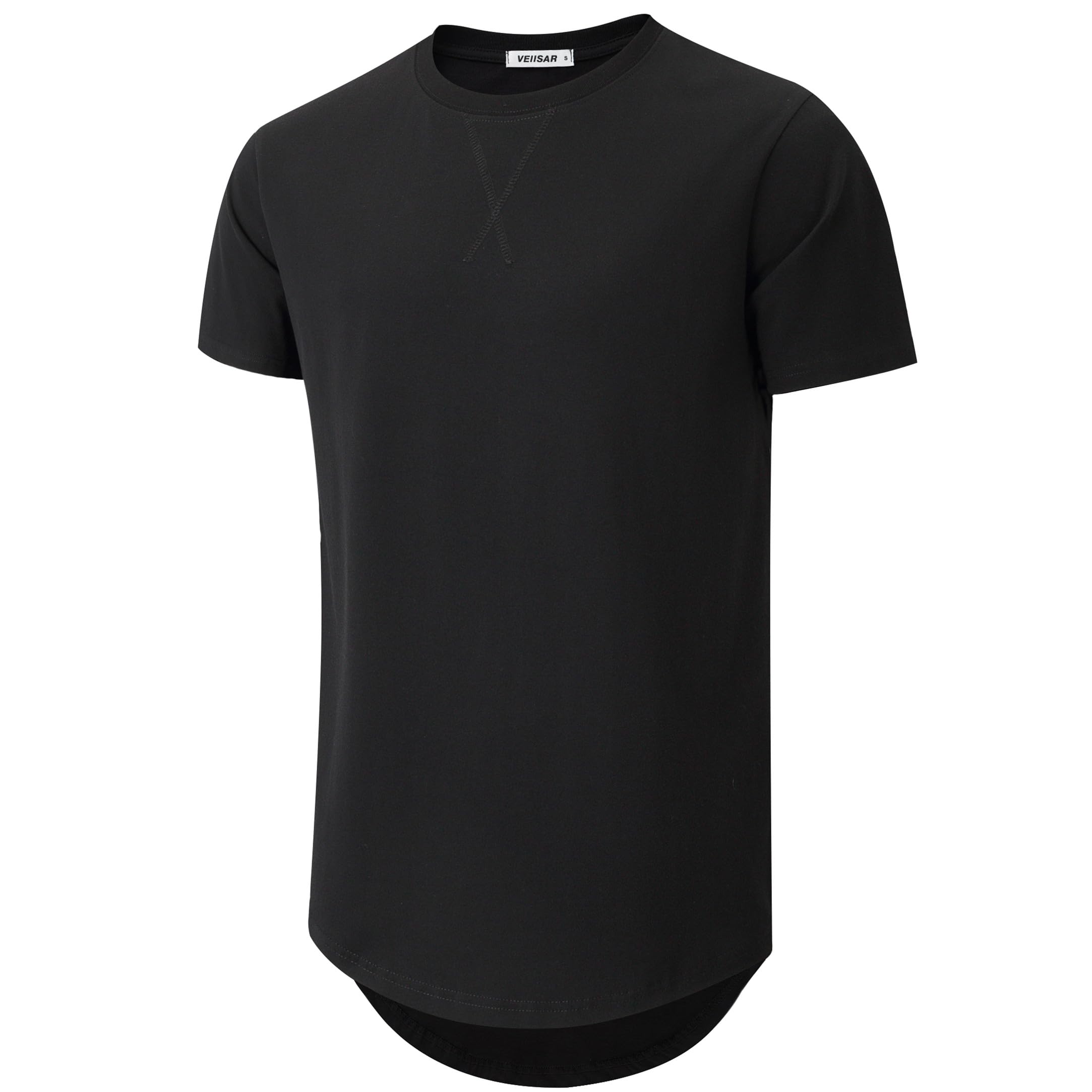 VEIISAR Herren Dickes Rundhalsmantel T-Shirt mit Herren 100 Baumwolle Heavy Duty Preshrunk Longline Shirt