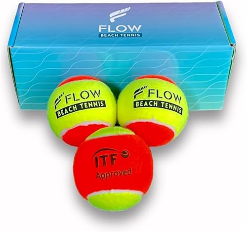 Flow - Pelotas de playa para tenis, aprobadas por la ITF, paquete de 3, pelotas de arena de baja compresión