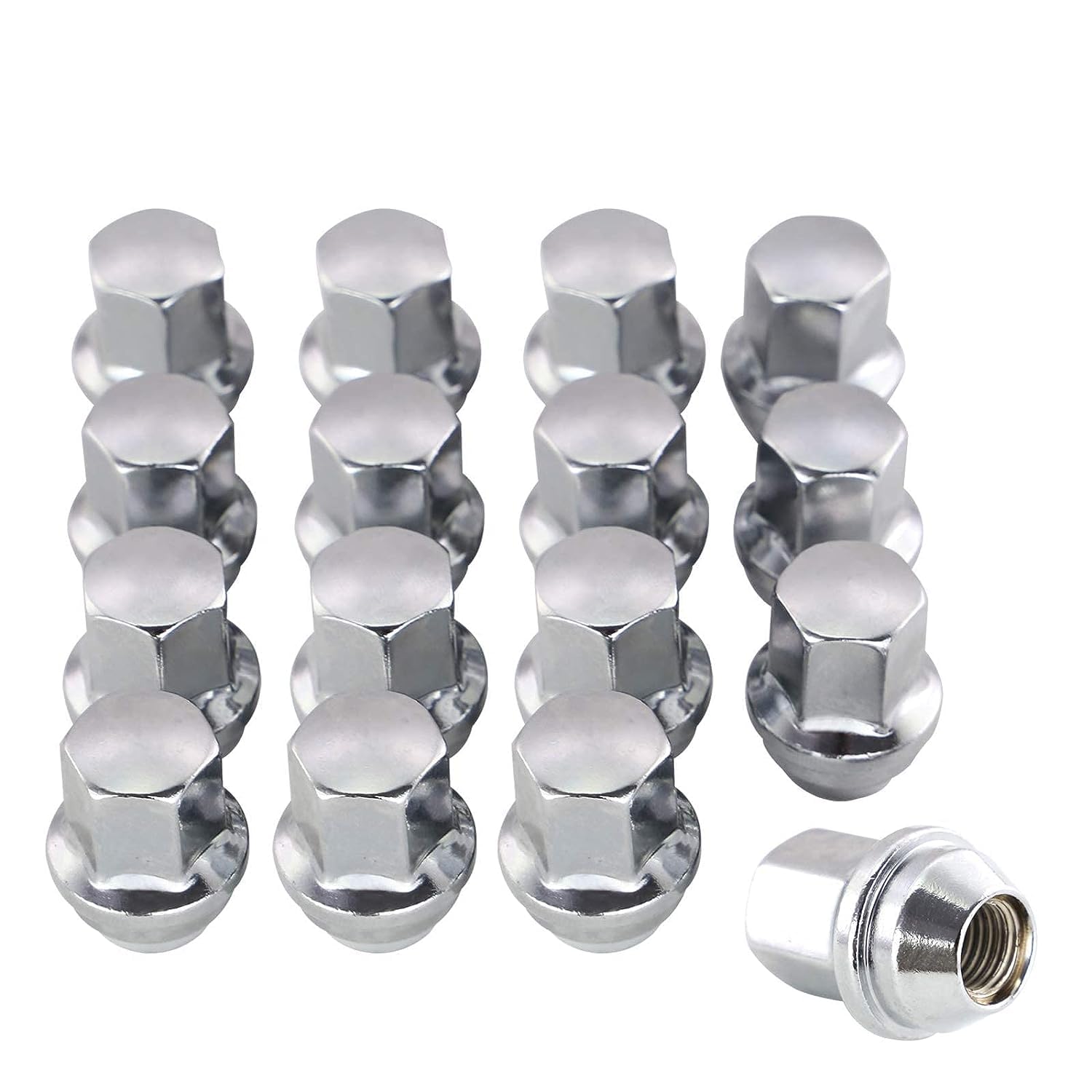 Holdfiturn 16Pcs Wheel Nuts M12 x 1.5 Wheel Locking Nuts 19mm Alloy Hex