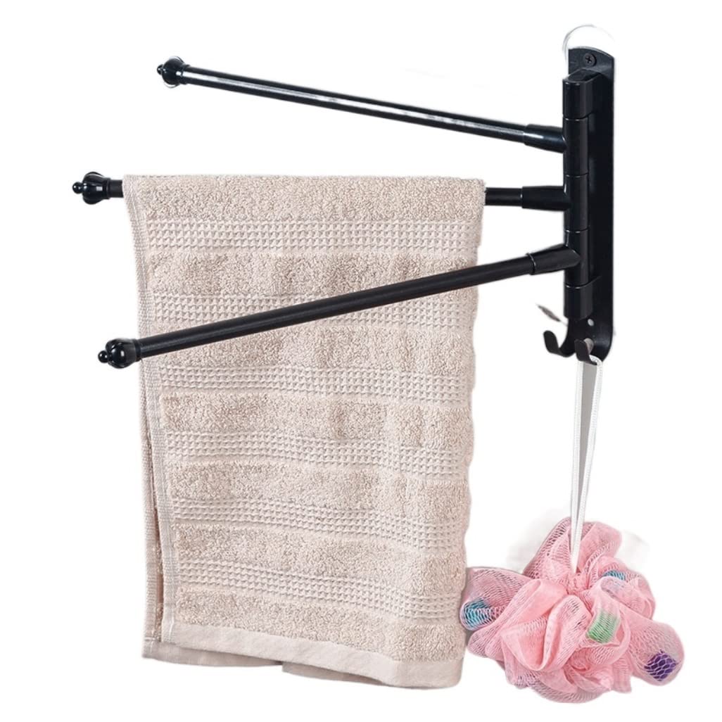 tea towel holders, Out Stainless Steel Swivel Towel Rack 3 Bar Hanger Black Folding Arm Bathroom(Black)