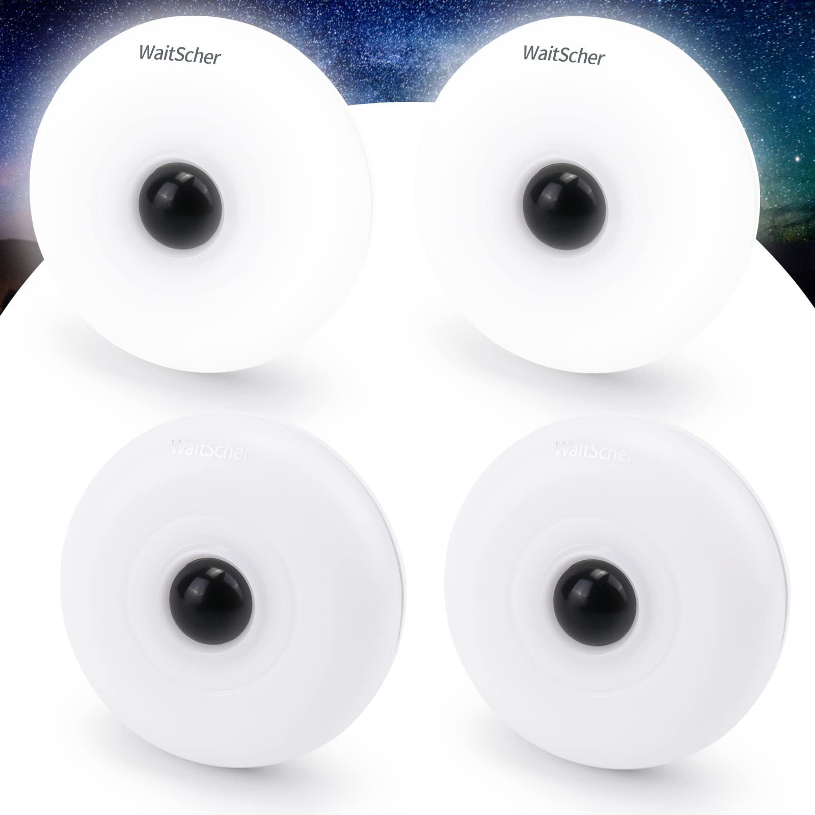 Photo 1 of 2 packs of Rechargeable Night Light Motion Sensor, White Led Sensor Lights Indoor Motion Detection Stairway Lighting Two Light Modes for Kitchen Bathroom Nursery Hallway Stair Bedroom (Round,4 Pack)