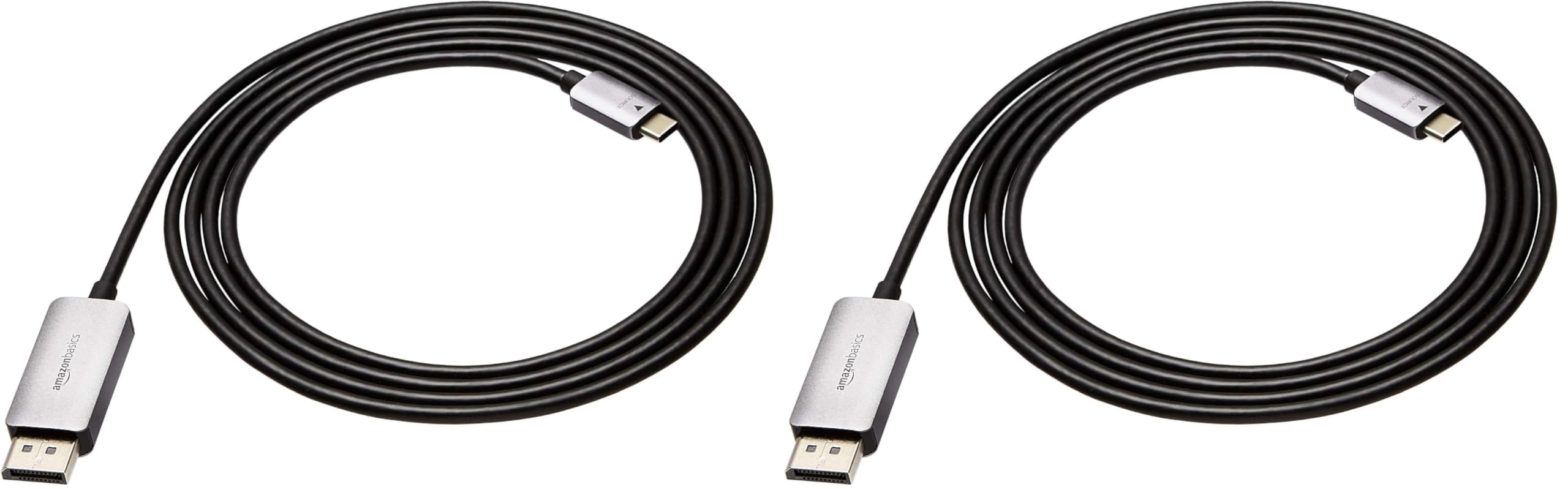 Amazon Basics Aluminum Uni-Directional USB-C (Source) to DisplayPort Cable (Display) - 6-Foot (Pack of 2)