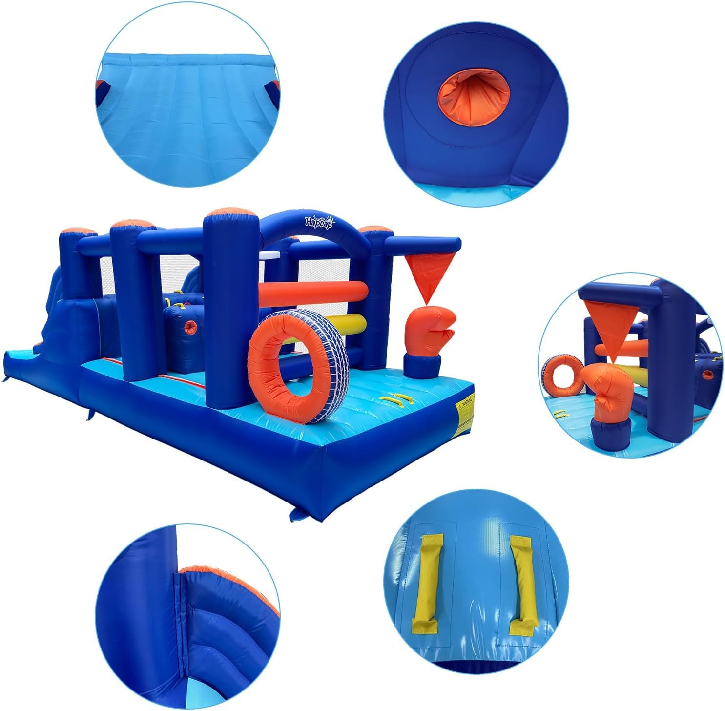 Hüpfhaus mit großer Rutsche für Kinder, 2 Kletterwände,Sprungbereich,BoxthemaGeeignet für 3 bis 8 Jahre,Indoor Outdoor,Kinder Geburtstag Geschenk (550 x 228 x 200 cm)