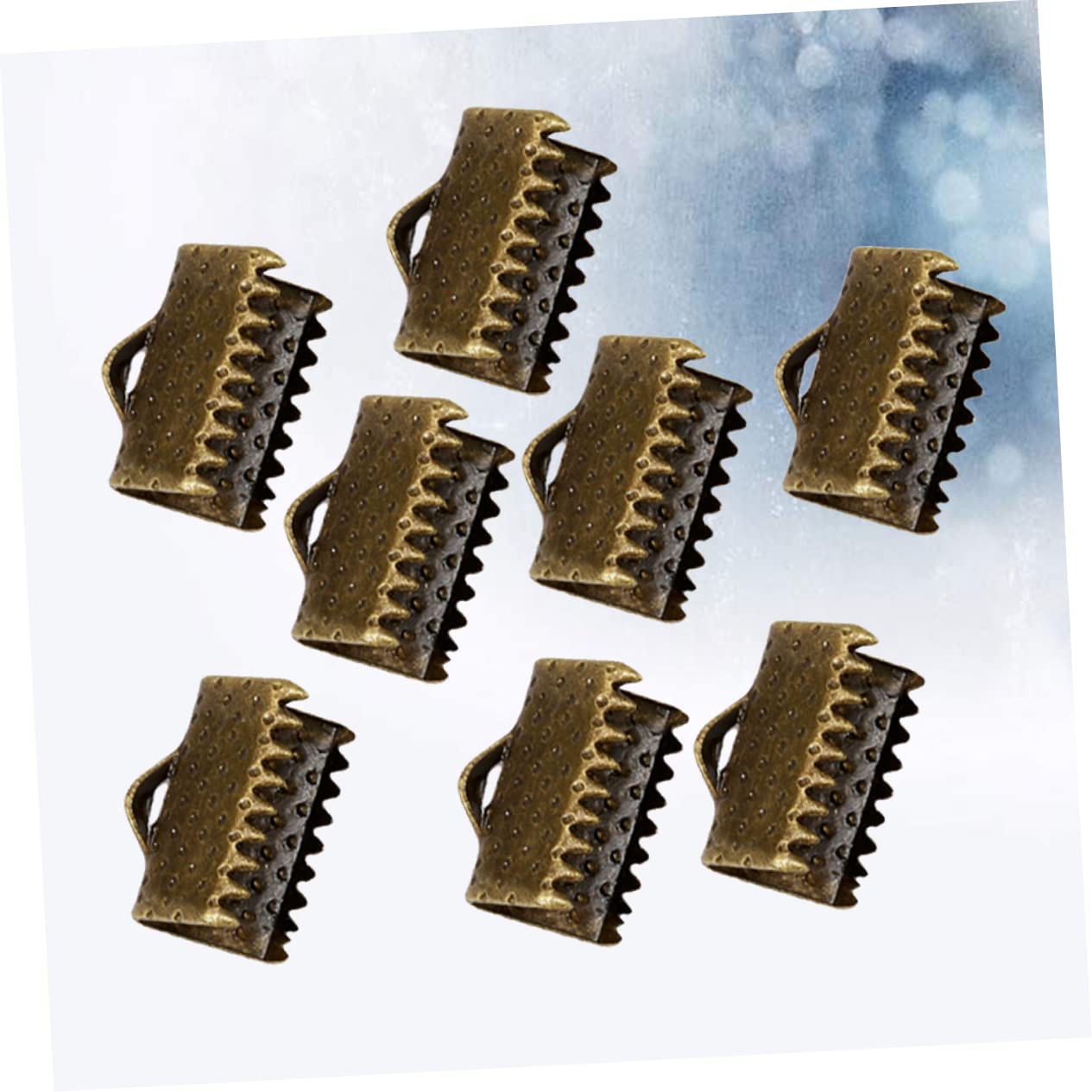 NUOBESTY 1cm Cord End Jewelry Making Clasps Plated Ribbon Ends Textured Crimp Clamp for DIY Accessories