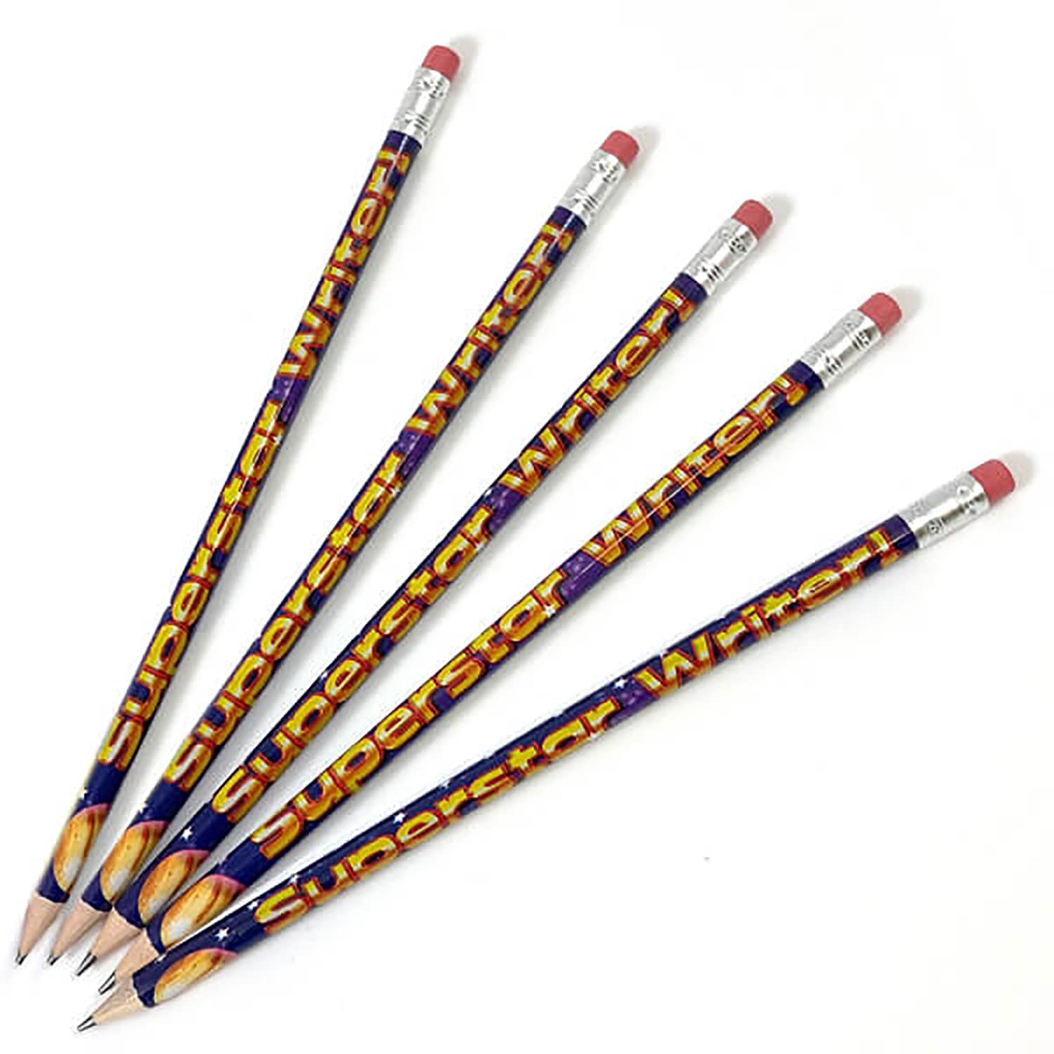 24 Superstar Writer Galaxy Space Childrens Pupils School Teachers Reward Pencils Primary Teaching Services