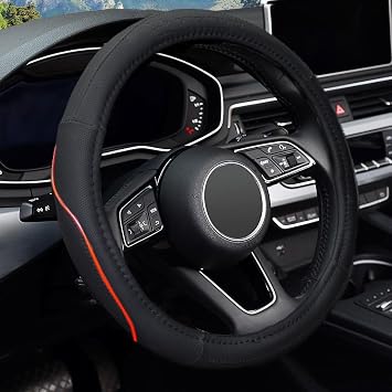MICHELIN MC1003NR Premium Faux Leather Steering Case, RED