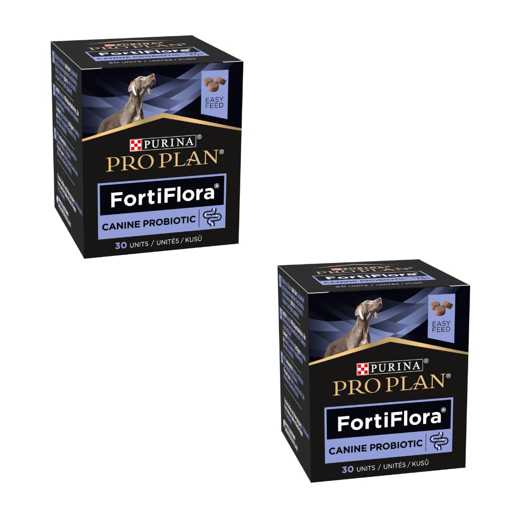 PURINA PRO PLAN Forti Flora Chews Cane | Confezione Doppia | 2 x 30 Compresse Masticabili | Alimento Complementare per Cani di Tutte le Razze | Può aiutare a minimizzare i disturbi gastrointestinali