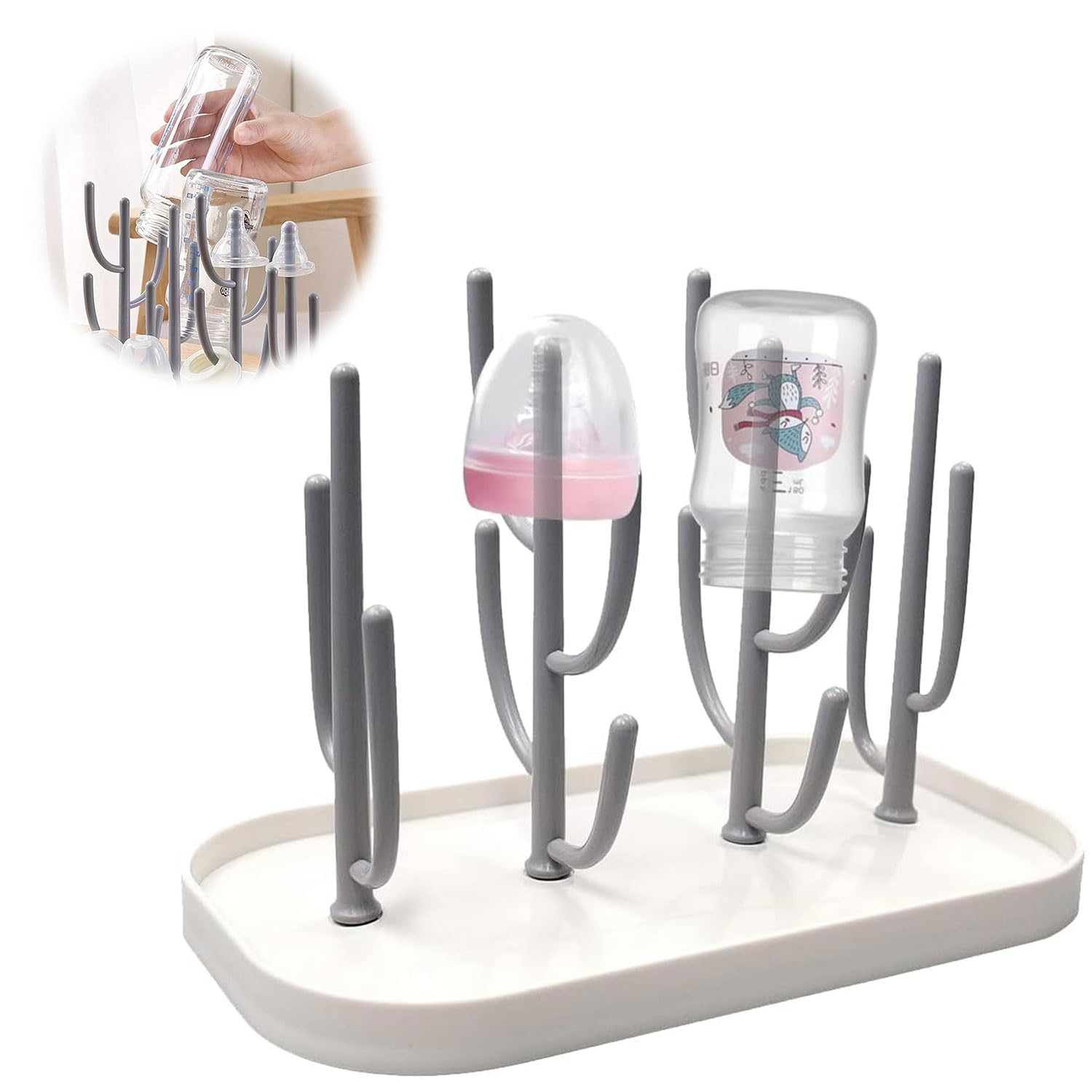 MagiSel Rastrelliere Asciuga Biberon, Bottiglia Stendino con Puntoni Rimovibili, Scolapiatti Per Biberon Bottiglia, Materiale Sicuro,Senza BPA,Stendino Rastrelliere,per Tettarelle, Piatti, Tazze