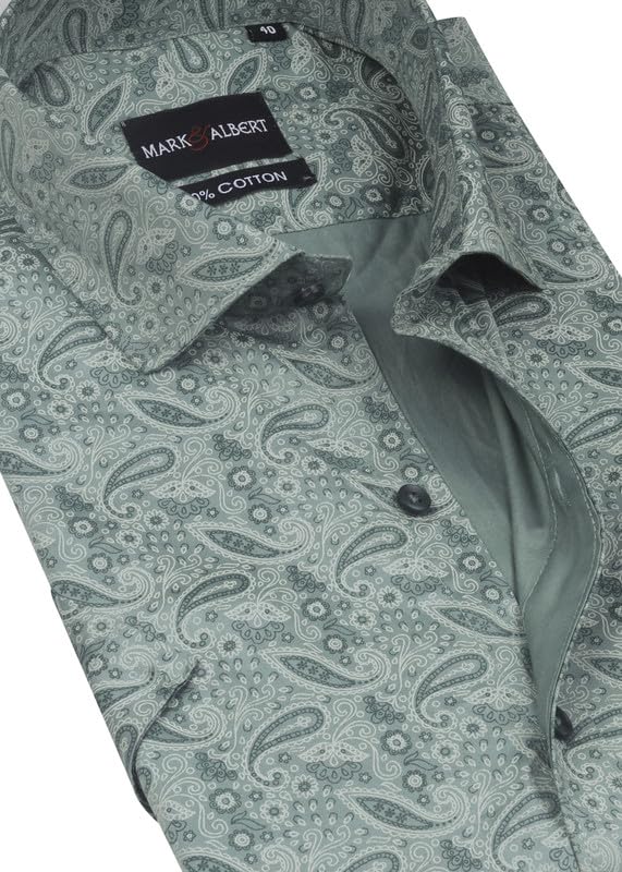 Image of MARK & ALBERT Men's 100% Cotton Printed Half Sleeves Regular Fit Shirt for Men