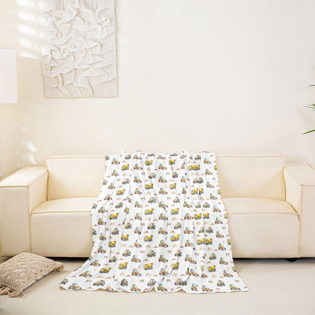 Homewish Bagger Sofaüberwürfe für Kinder Teenager Erwachsene Lastwagen BAU Sofa Überwurf 231x381 Baufahrzeug Couchbezug Im BAU rutschfest Sofahusse für Übergroße Sofas Staubdicht
