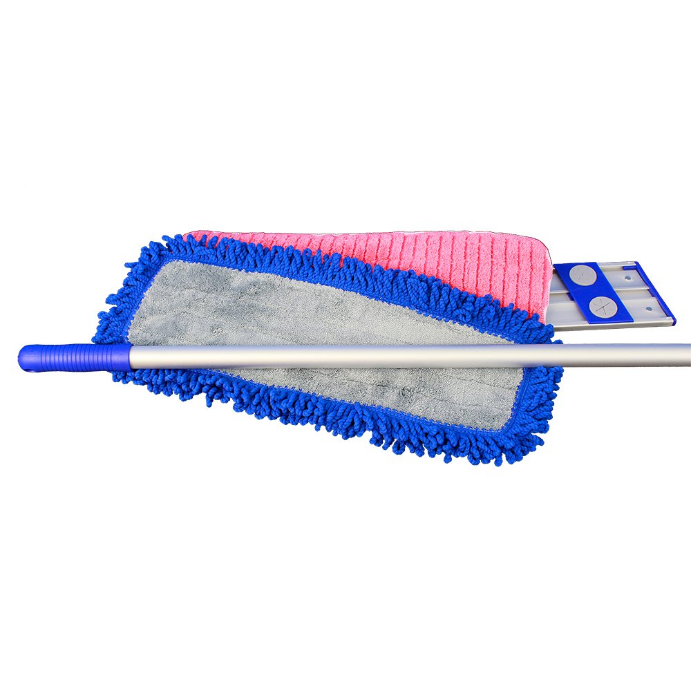 MojaWorks Microfiber Swivel Mop Kit with Mop Base Telescopic Handle Wet Pad and Dry Pad- Eco-Friendly Lightweight Aluminum Design-Easy Use for Cleaning Hardwood Laminate Tile Floors Small (16-inch)