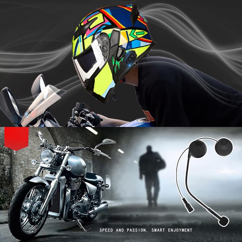 Casco Moto Modular Integrado con Bluetooth HD Negro Marrón Lente Auriculares y Micrófono Integrados Casco de Carreras de Cara Completa Diseño 54~63CM