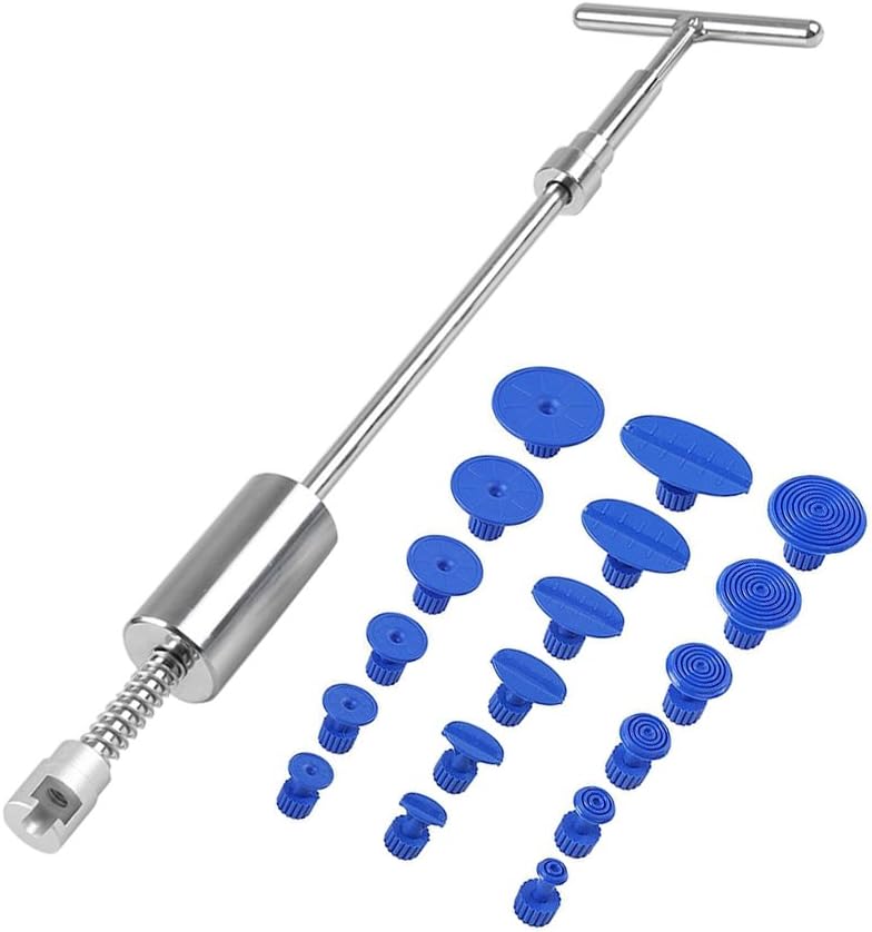 Qiilu Car Dent Repair Tool, T-Bar Slide Hammer Tool 18pcs Dent Repair Tool Kits for Vehicle SUV Car Auto Body Hail Damage