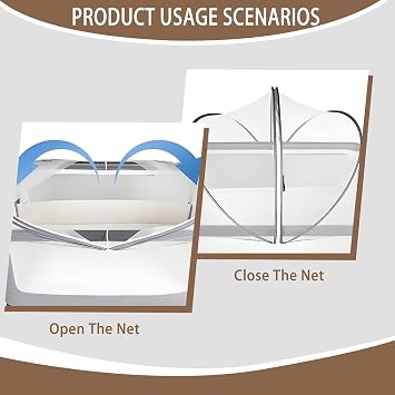Foldable Mosquito Net for Bed, Portable Baby Cot Mosquito Netting White, Net Cover with Noiseless Zipper for beds, Easy Access Fits 55cm * 100cm Crib