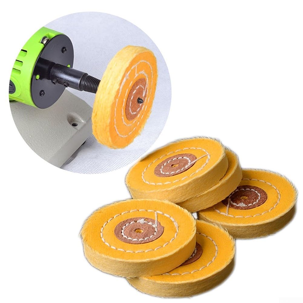Ruota lucidante in cotone a 50 strati, 100 mm, per lucidatura di precisione di gioielli, componenti metallici, orologi, vetro e parti industriali leggere (giallo)