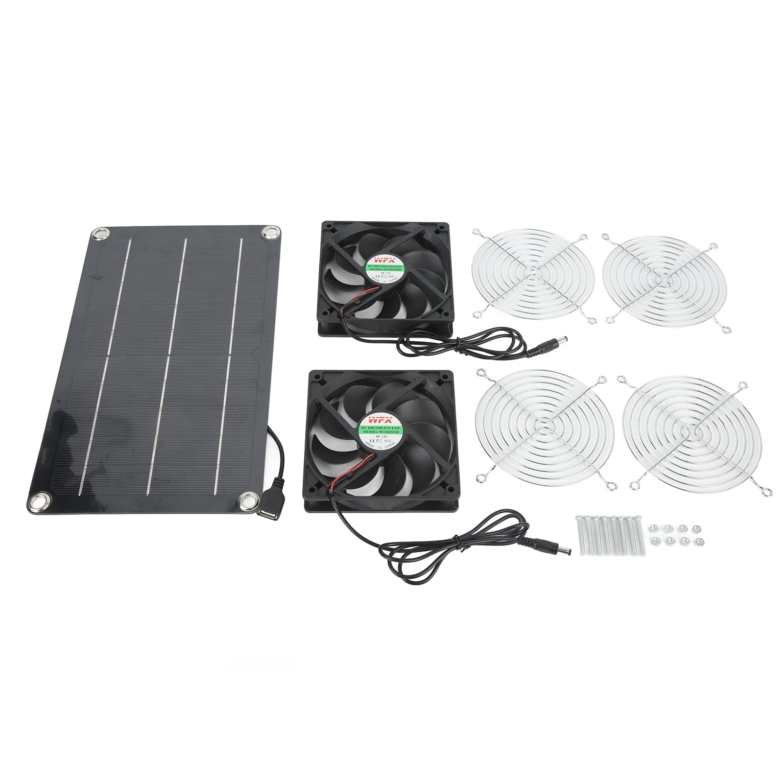 Hyuduo Tragbarer, Sicherer und Umweltfreundlicher Solarlüfter mit Zwei Abgas- und Solarpanel Stromversorgung für die Innenlüftung. Geeignet für Haustierhäuser, Gewächshäuser,