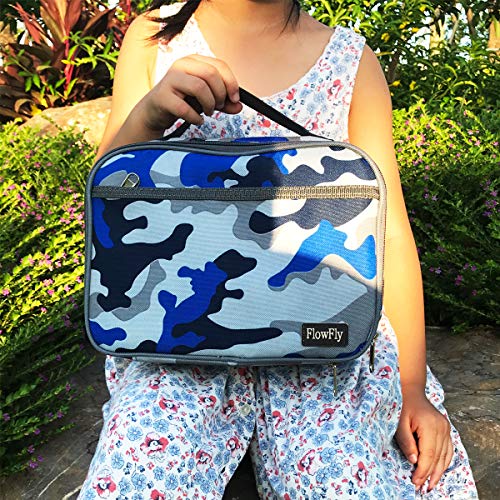 FlowFly Kids Lunch box Insulated Soft Bag Mini Cooler Back to School Thermal Meal Tote Kit for Girls, Boys,Blue Camo - Image 8