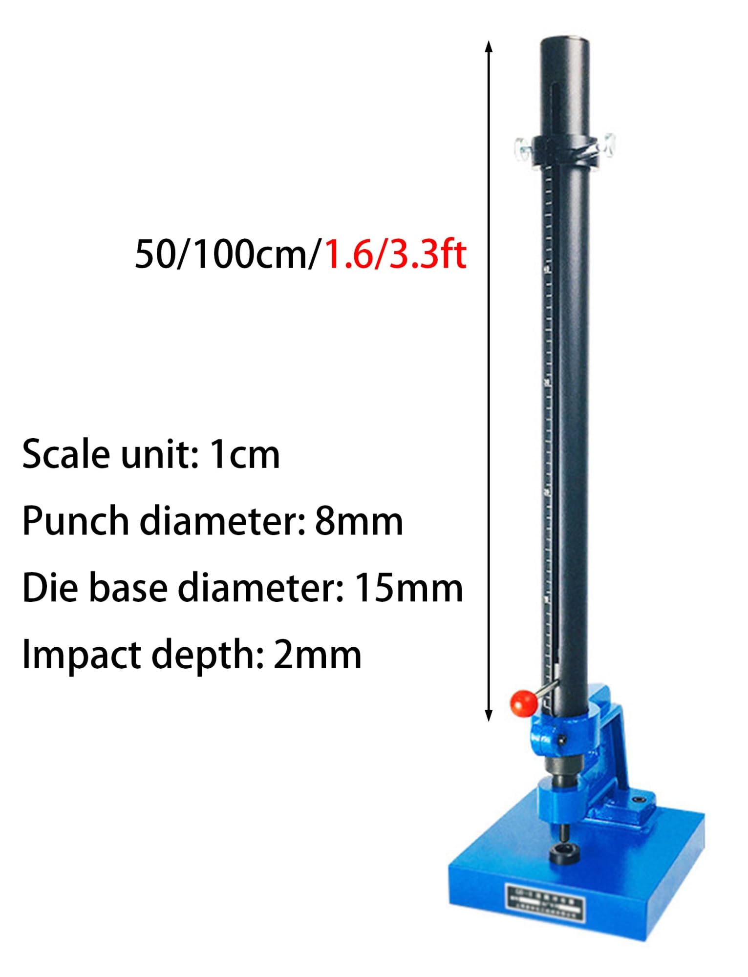 Probador de impacto para pintura y revestimientos de metal, equipo de prueba de laboratorio de 50/100 cm para control de calidad y análisis de resistencia