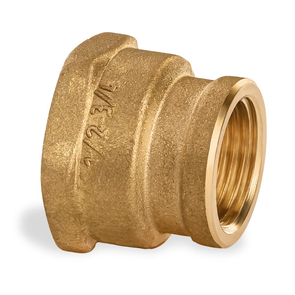 Reducing Coupling 1/2" inch Female x 3/4" inch Female Threaded Brass Construction NPT