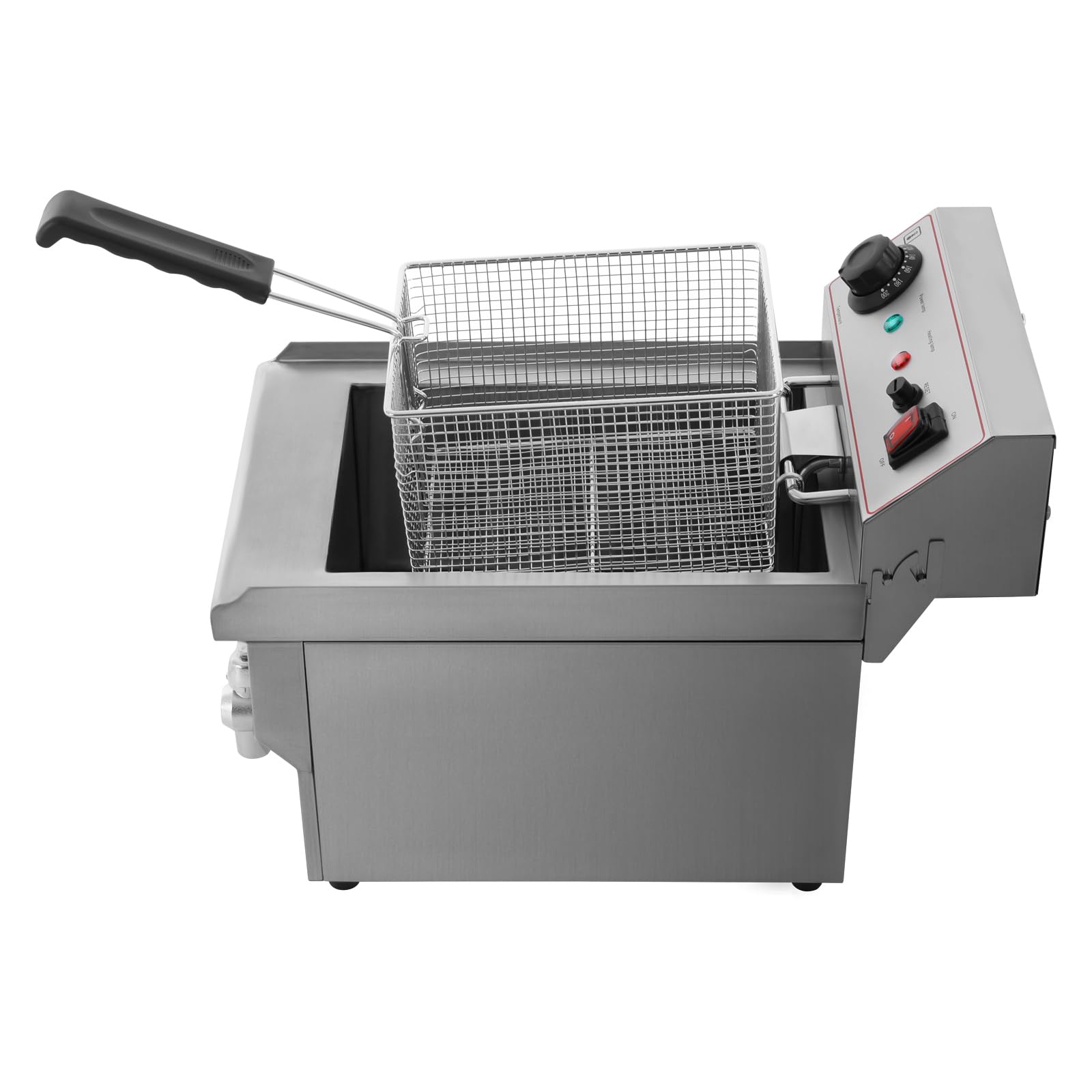 Freidora eléctrica comercial de acero inoxidable de 3000 W con cesta, 10 l, freidora de cocina grande con grifos, rango de temperatura: 60-200 °C