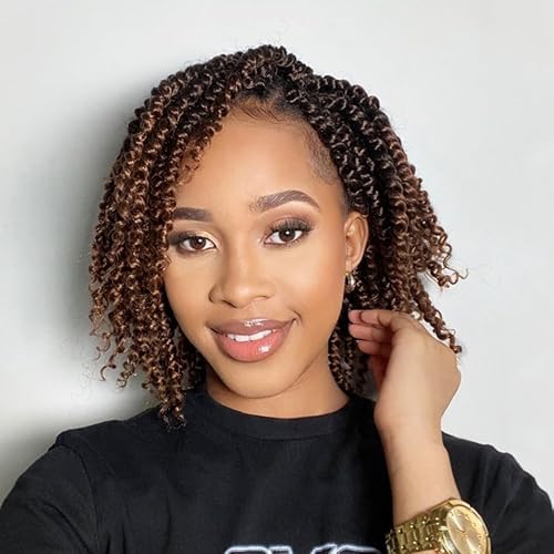 Passion Twist Crochet Hair 8Inch Passion Twist Hair 8 Packs Pre Looped Passion Twist Curly Crochet Hair Short Crochet Hair for Black Women Extensions (T30-8pack)