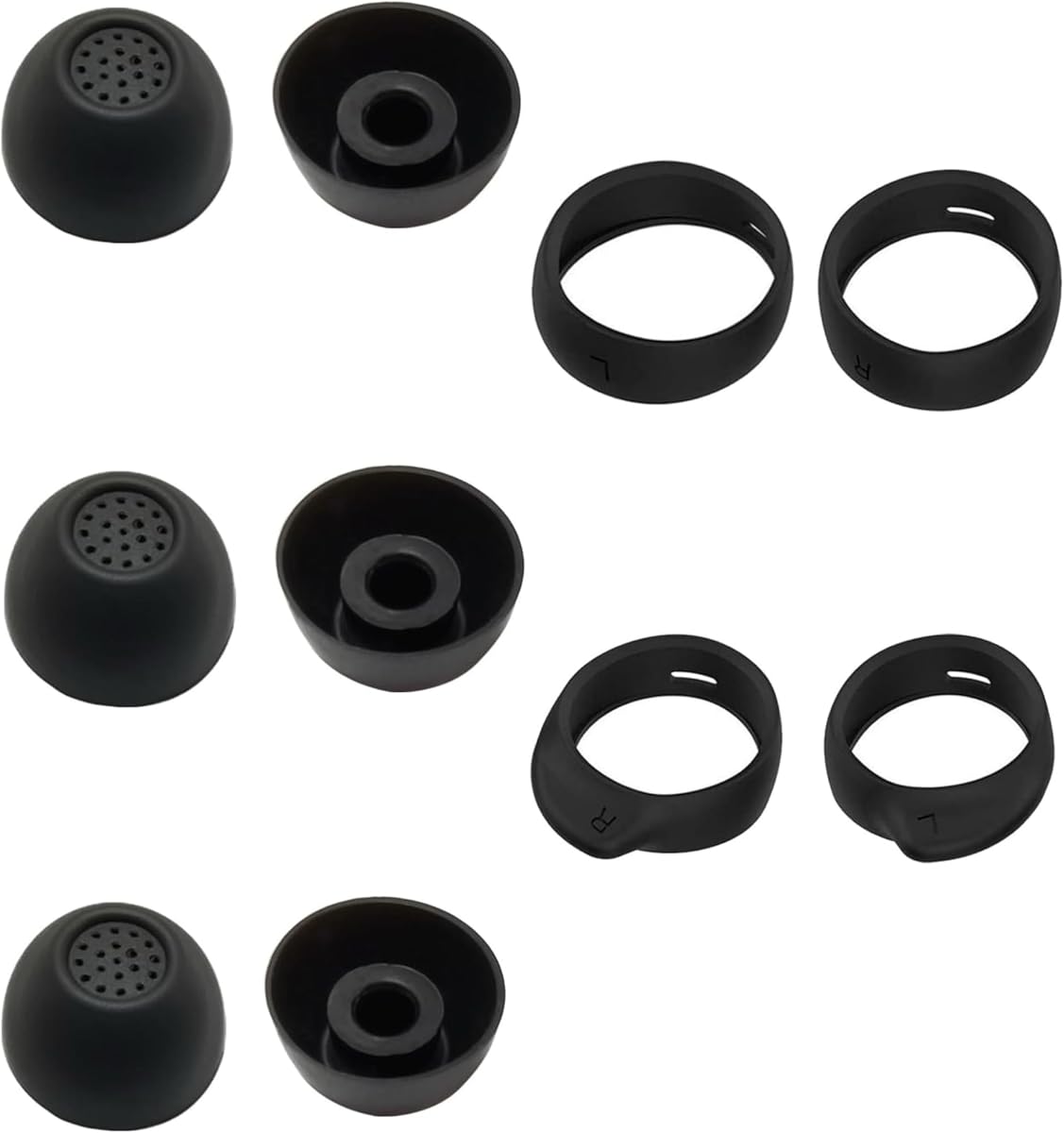 Ear Tips for Samsung Galaxy Buds FE Earbud Accessories, Replacement Silicone Ear Tips and Wings, 3 Pairs, Black