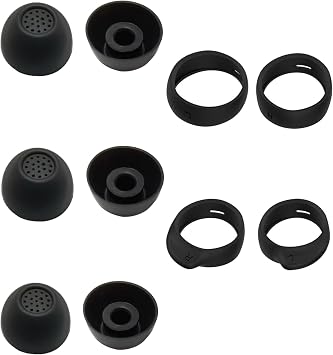 Ear Tips for Samsung Galaxy Buds FE Earbud Accessories, Replacement Silicone Ear Tips and Wings, 3 Pairs, Black