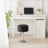 Vista 4 de Taburete otomano ajustable, taburete de tocador negro, silla de tocador para sala de maquillaje, taburete con almacenamiento, taburetes