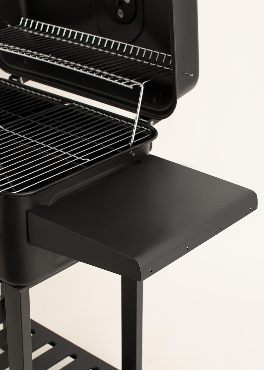 CREATE/BBQ SMOKEY PRO/Barbacoa ahumadora de carbón/Con regulador de brasas, mesa auxiliar plegable, parrilla superior, fácil de limpiar