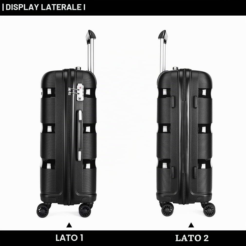 KONO Valigia Grande Trolley Media Bagaglio a Mano Rigida e Leggera in Polipropilene con 4 Ruote e TSA Lucchetto
