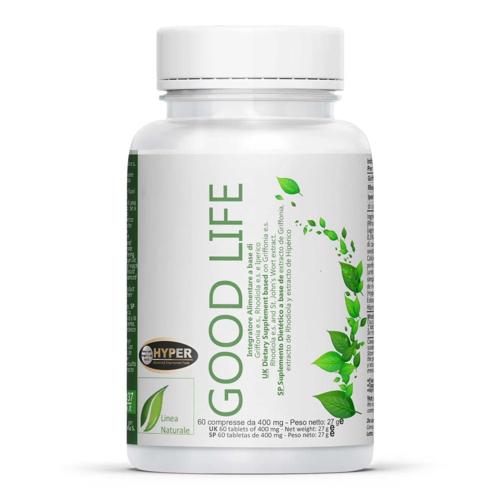 Hyper Good Life 60 Cpr - Integratore Alimentare Con Iperico Erba di San Giovanni, Griffonia e Rodiola Rosea - Riduce lo Stress e Favorisce un Naturale Stato di Serenità e Benessere