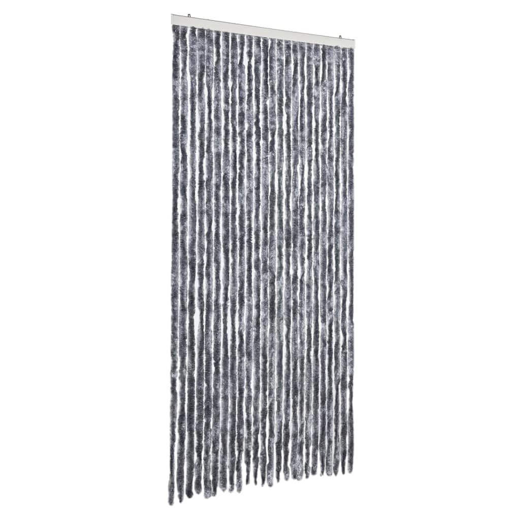 vidaXL Rideau Anti-Mouches, Store Anti-Insectes avec Crochet, Rideau de Porte Longueur et Largeur Réglables, Argenté 100x230 cm Chenille