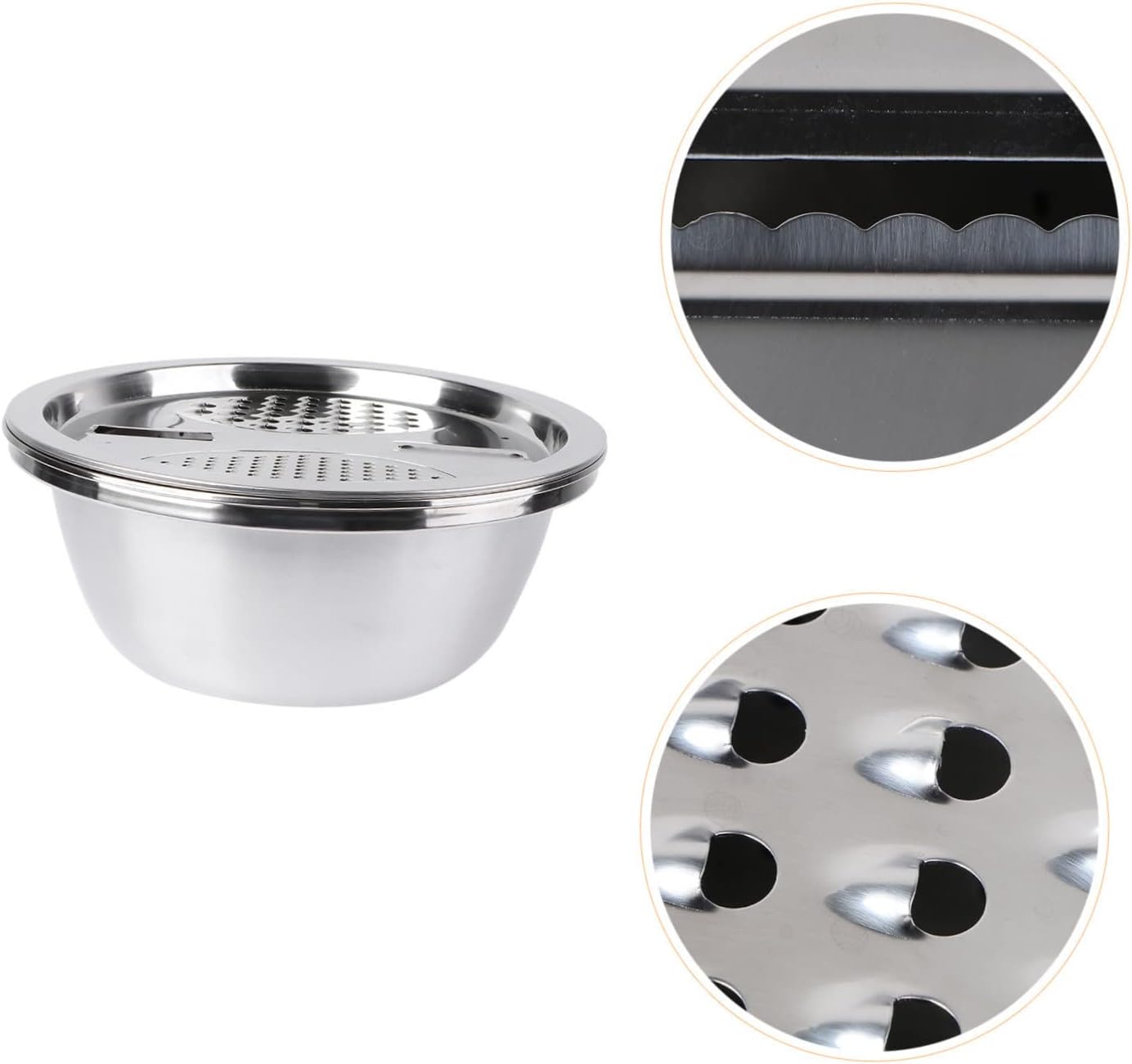 3 in 1 Stainless Steel Colander Bowl Grater - Cheese Grater Bowl with Strainer for Kitchen Use - Multifunctional Vegetable Cutter and Kitchen with Drain Basket