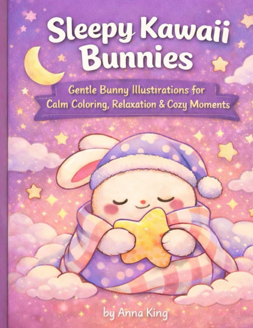 Sleepy Kawaii Bunnies: Gentle Bunny Illustrations for Calm Coloring, Relaxation & Cozy Moments