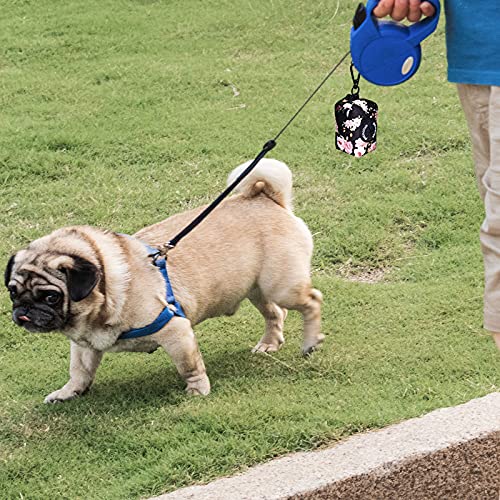 Image of Petmolico Dog Poop Bag Holder Leash Attachment, Waste Bag Dispenser Zippered Pouch, Fits Any Leash, Includes Free Roll of Bags, 2 Packs - Pink Rose