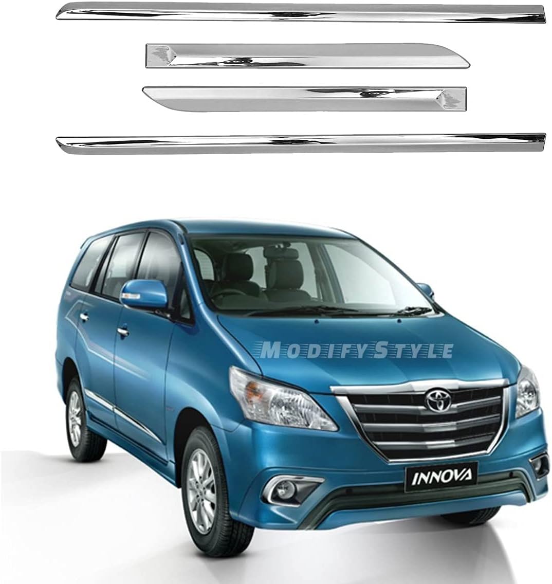 Side Beading/Side Cladding/Door Garnish/Door Protector Chrome Suitable for Toyota Innova (2013 to 2015) Type 4 (Set of 4pcs)