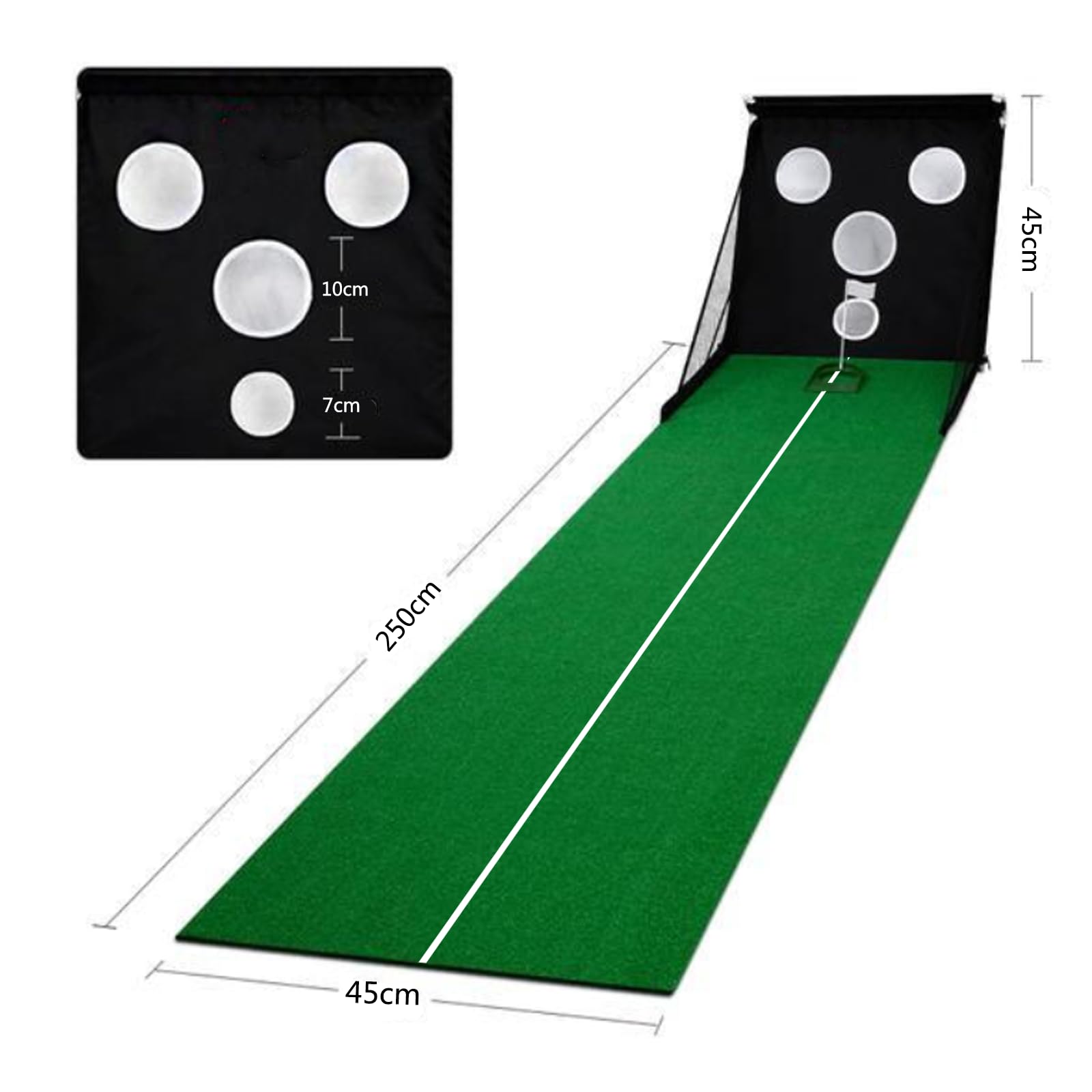 Rete da Allenamento Portatile Pieghevole per Chipping da Golf per Interni, Set per Pratica del Putting, Set Regalo da Golf per Adulti per Ufficio a casa e all'aperto, 250 x 45 cm