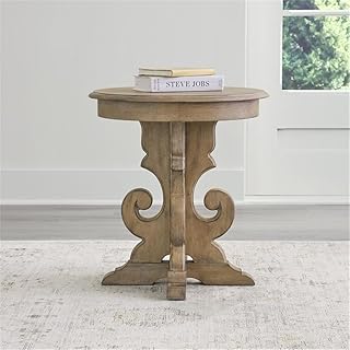 LIBERTY FURNITURE INDUSTRIES, INC. Pedestal Round End Table in Weathered Bisque