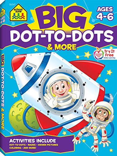School Zone - Big Dot-To-Dots & More Workbook - 320 Pages, Ages 4 To 6, Preschool To Kindergarten, Games, Puzzles, Hidden Pictures, Mazes, Coloring, And More (School Zone Big Workbook Series) #TOP13