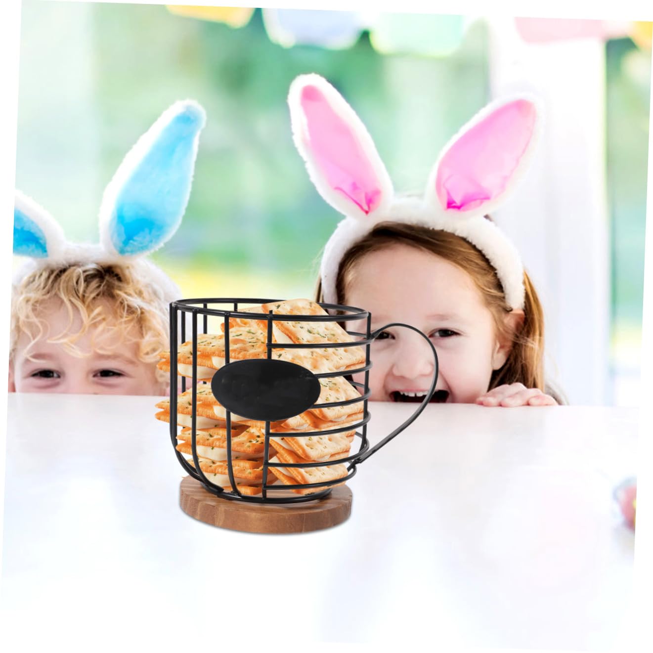 Amosfun Cesto Portaoggetti Resistente in Ferro e Legno a Forma di Tazza Capacità Portacapsule Caffè per Cucina e Casa