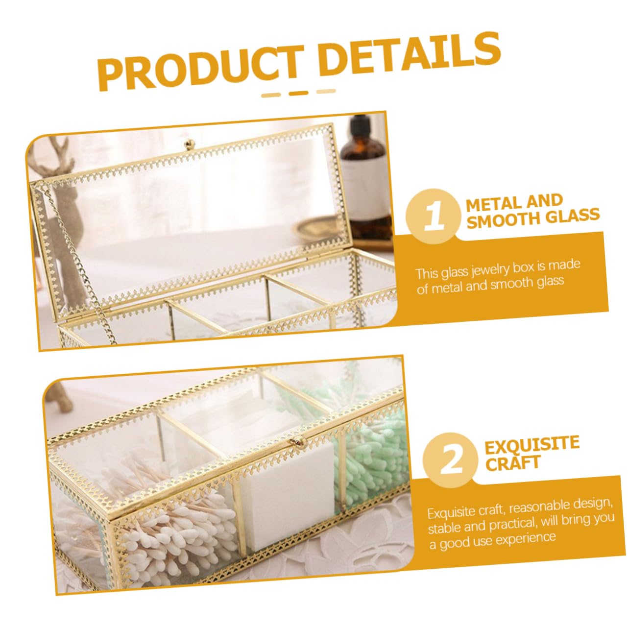 SOIMISS Coffret à Bijoux en Verre Compartimenté pour Coiffeuse, Rangement