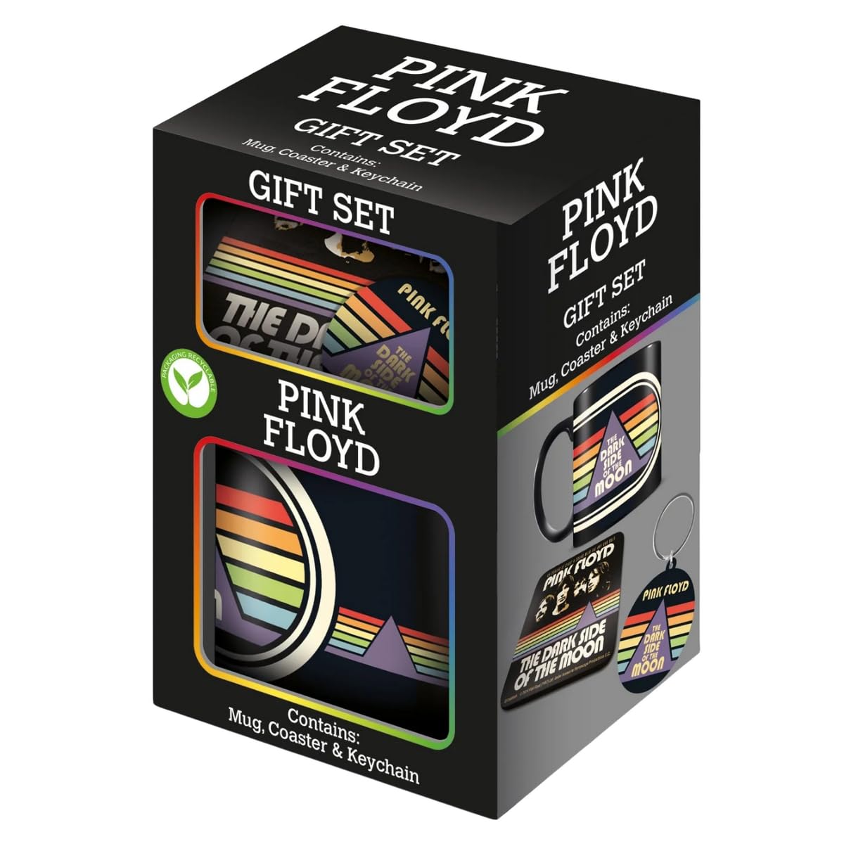 Pyramid International Pink Floyd - Set regalo (tazza, sottobicchiere e portachiavi), prodotto ufficiale, tazza in ceramica di alta qualità, sottobicchiere e portachiavi, per fan e collezionisti, per