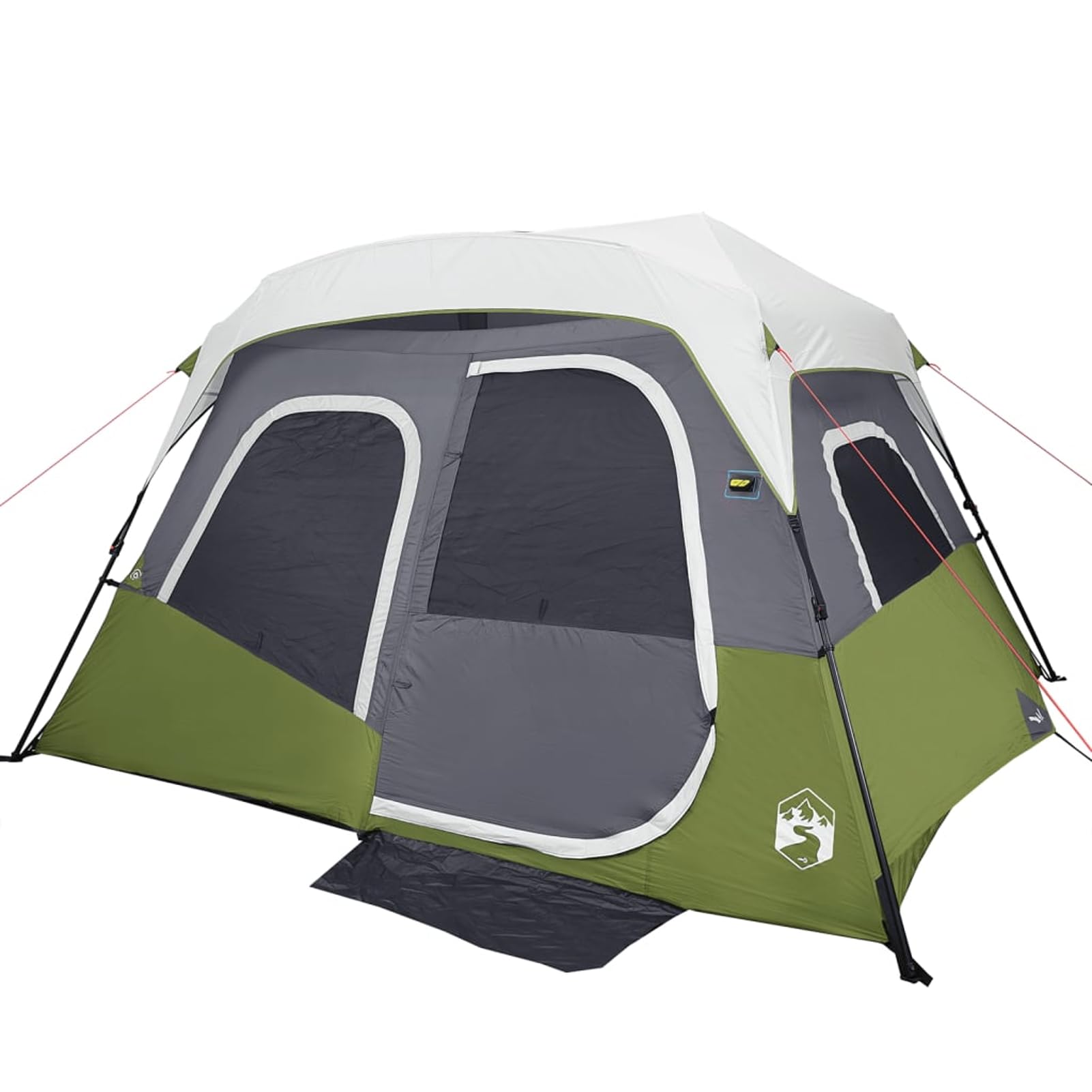Tenda da Campeggio per Famiglia 6 Posti, con Sistema di Montaggio Rapido, Illuminazione LED Integrata, Poliestere 190T con Rivestimento PU, Telo Antipioggia Staccabile, per Avventure all’Aperto