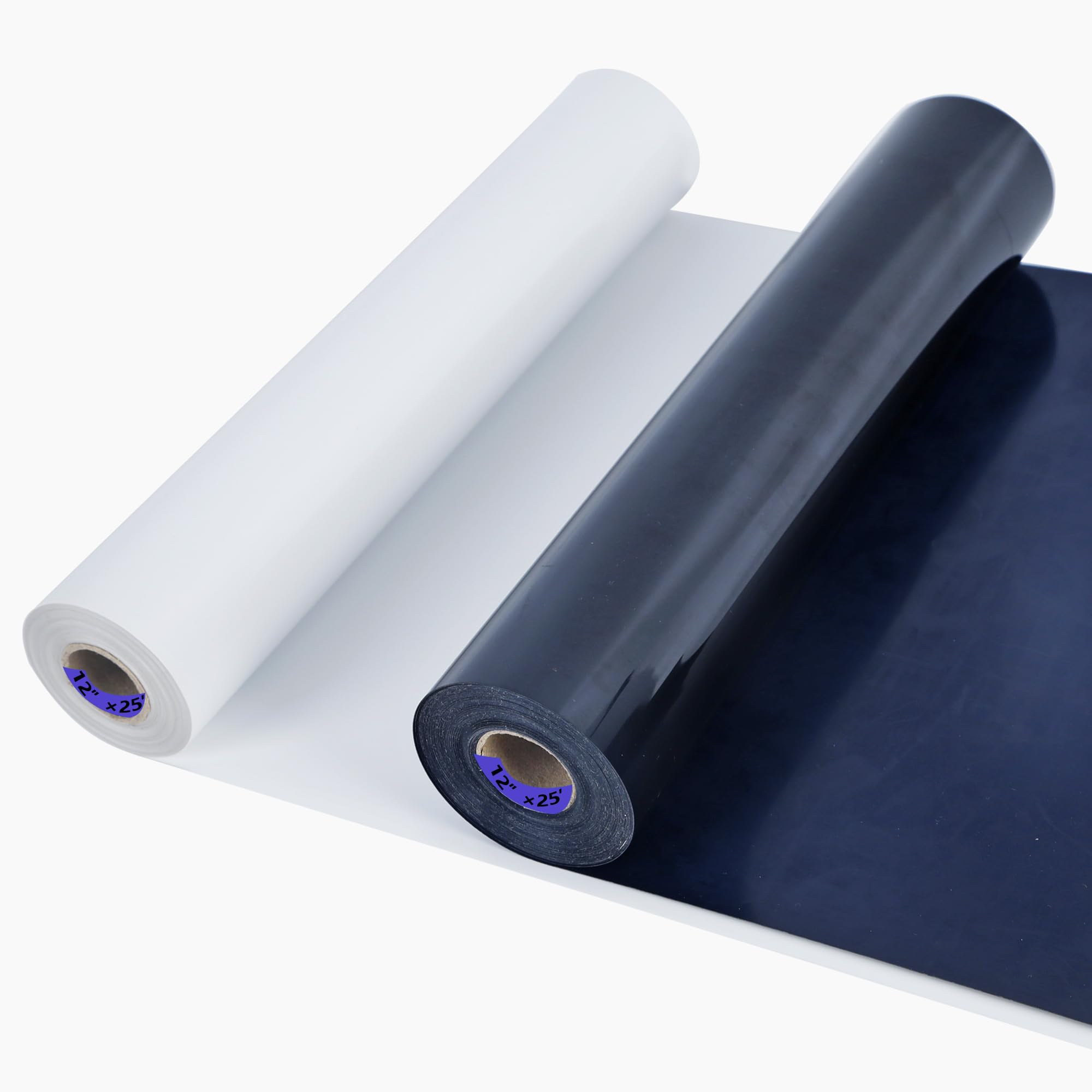 HTVVETUR 2 Rolls Iron on Vinyl 12" x 25ft, Black and White Total 50ft HTV