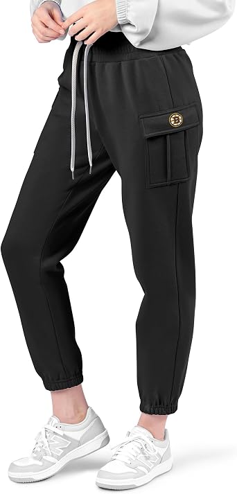 CERTO NCAA Cargo Fleece Pants for Girls Women with Pockets, Comfy Lightweight Joggers