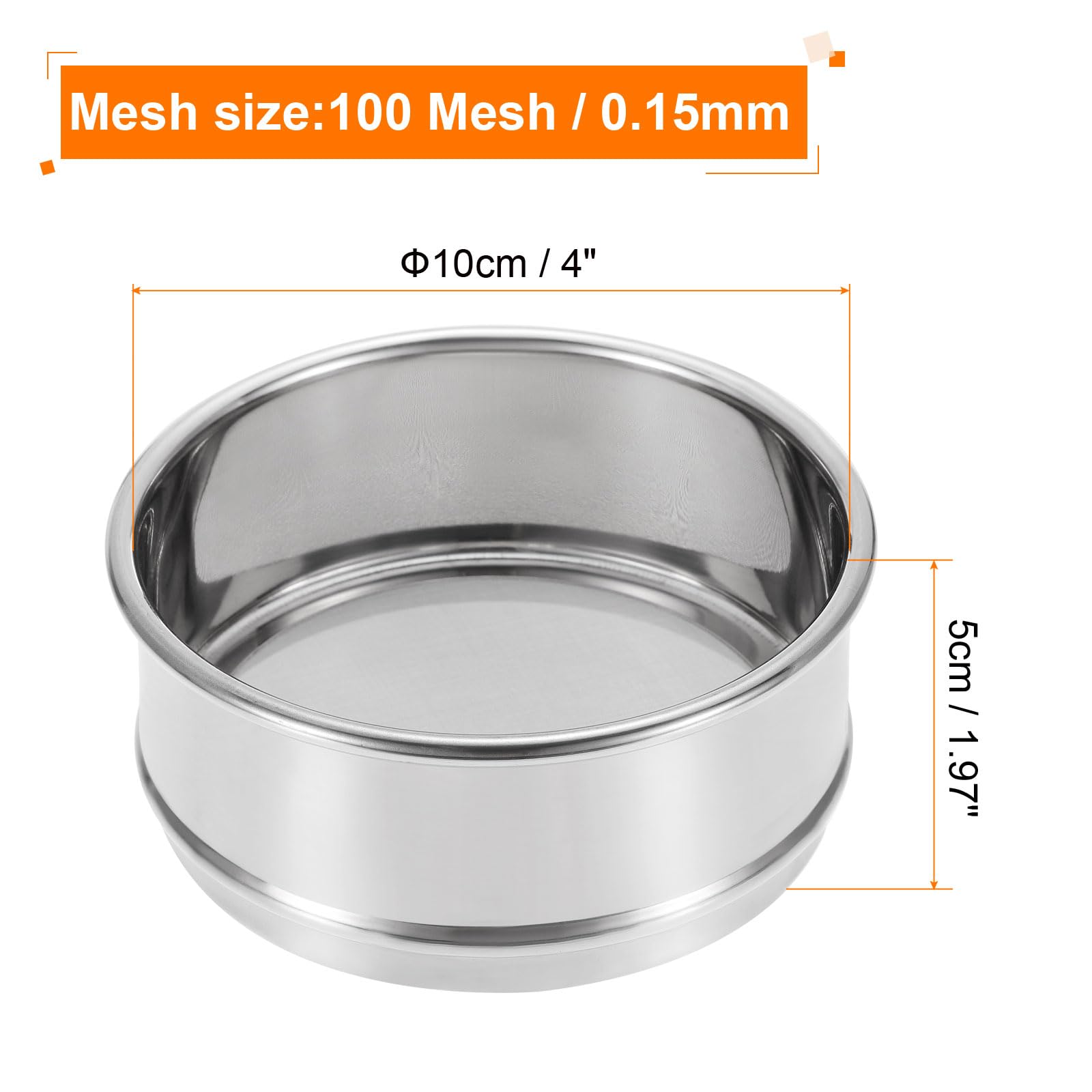 PATIKIL 100 Mesh Laborsieb 4" Durchmesser Testsieb 304 Edelstahlgewebe (0.15mm) Für Industrielles Labor