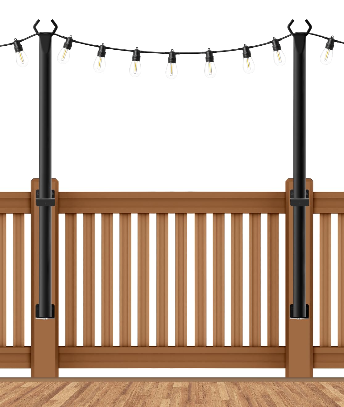 AHRLHR 6pack 3m String Light Poles，Metal Light Poles for Outside String Lights，Freestanding Outdoor Light Poles，Hanging Light Poles for Patio,Backyard,Garden,Deck,Party,Wedding (2p)